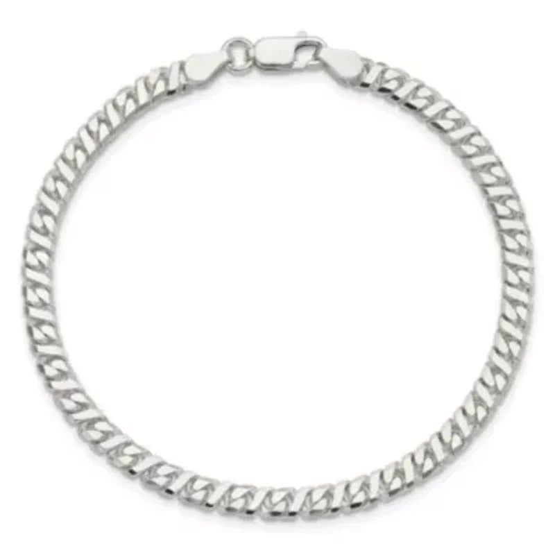 Sterling Silver 4.25mm Fancy Flat Link Bracelet