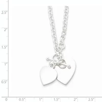 Sterling Silver Double Heart Toggle Necklace
