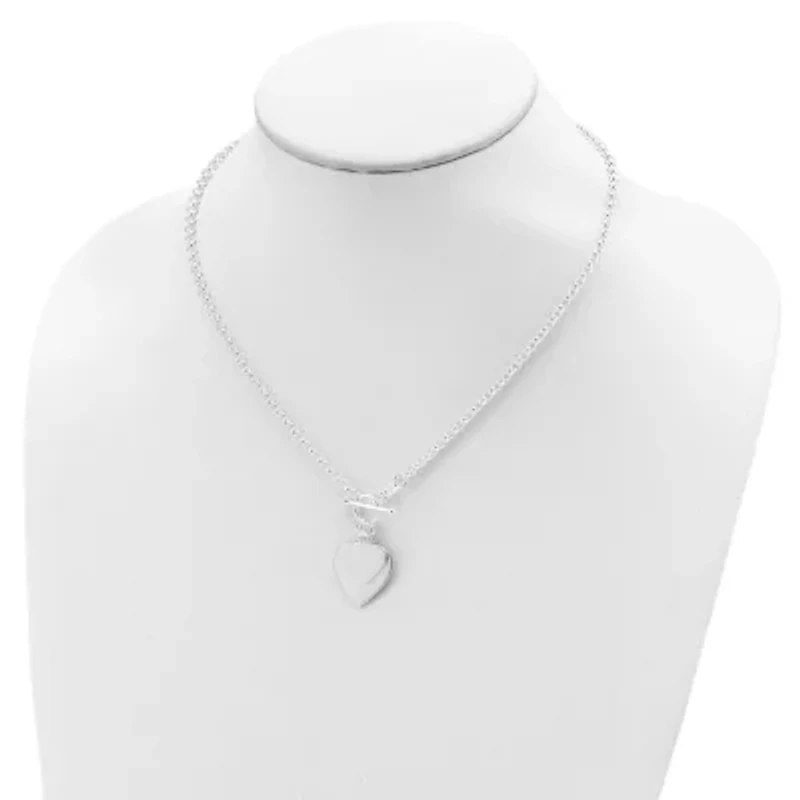 Sterling Silver Double Heart Toggle Necklace