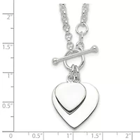 Sterling Silver Double Heart Toggle Necklace