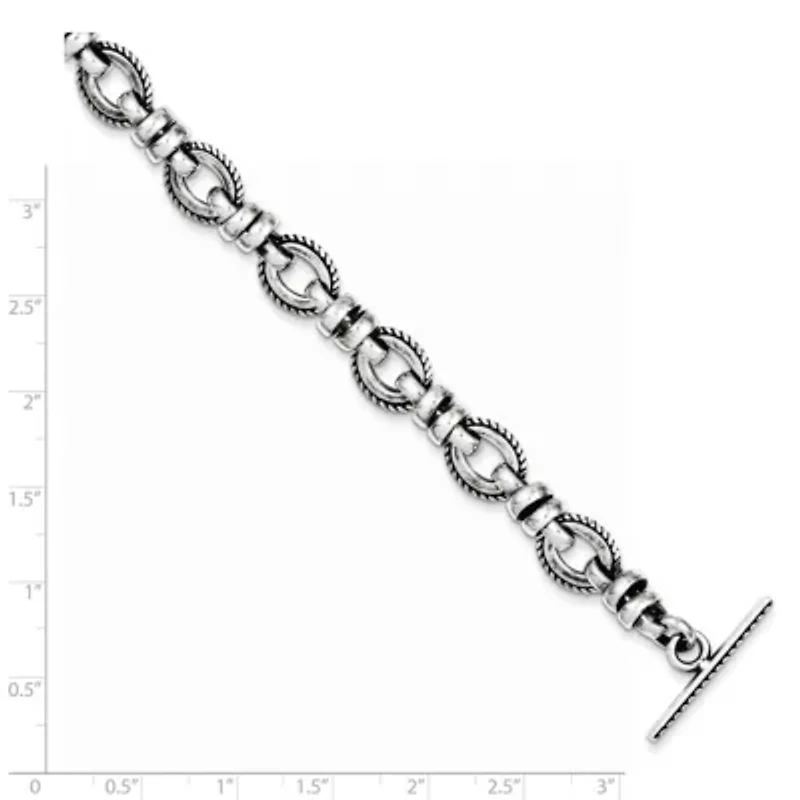 Sterling Silver Antiqued Fancy Link Bracelet