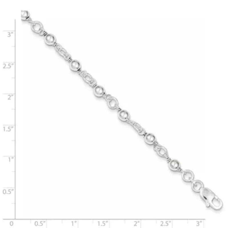 Sterling Silver Beaded Fancy Link Bracelet