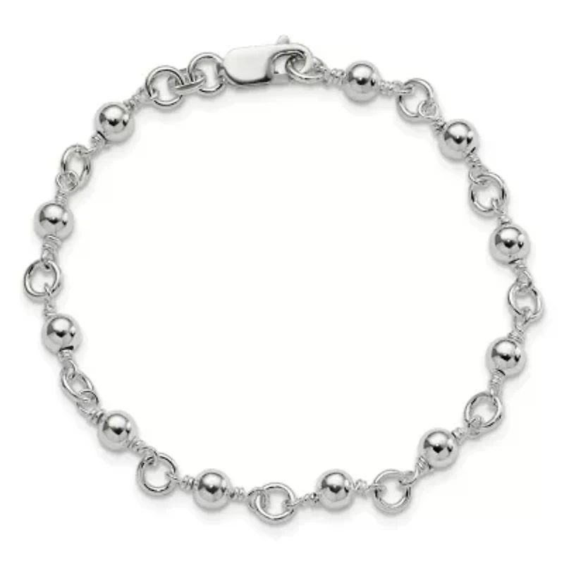 Sterling Silver Beaded Fancy Link Bracelet