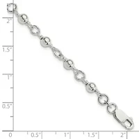 Sterling Silver Beaded Fancy Link Bracelet