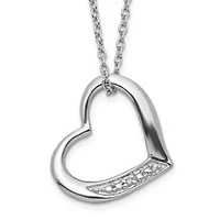 Sterling Silver Rhodium-plated Heart with Diamond Accent Necklace