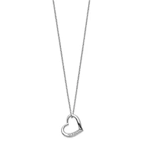 Sterling Silver Rhodium-plated Heart with Diamond Accent Necklace