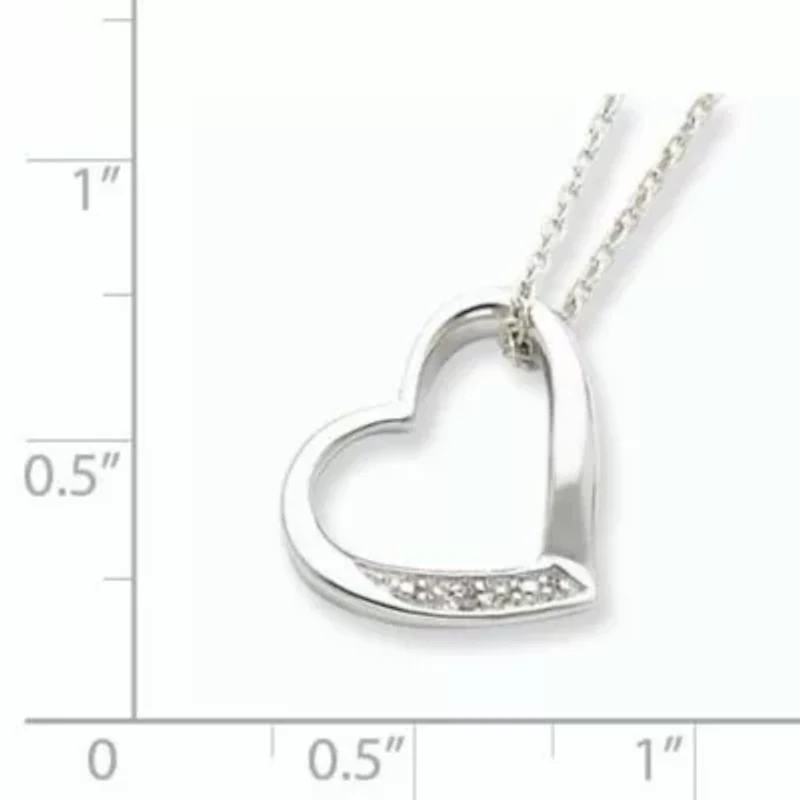 Sterling Silver Rhodium-plated Heart with Diamond Accent Necklace