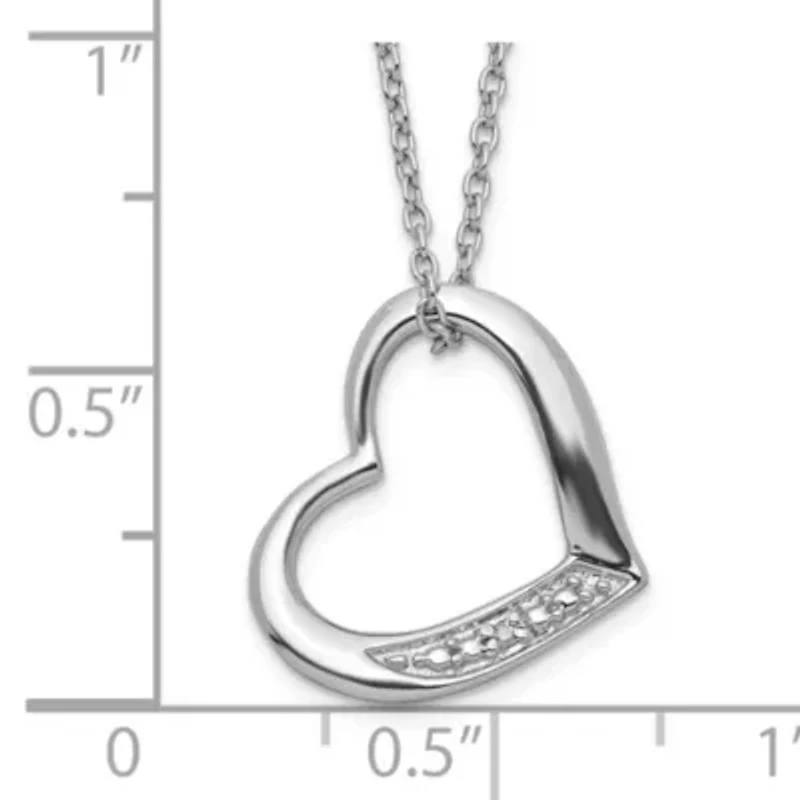 Sterling Silver Rhodium-plated Heart with Diamond Accent Necklace