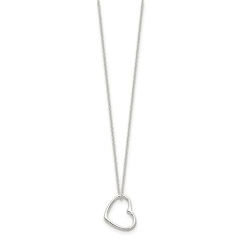 Sterling Silver Heart 14-inch with 2-inch Extension Necklace