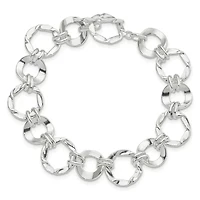Sterling Silver Fancy Circle Link Bracelet
