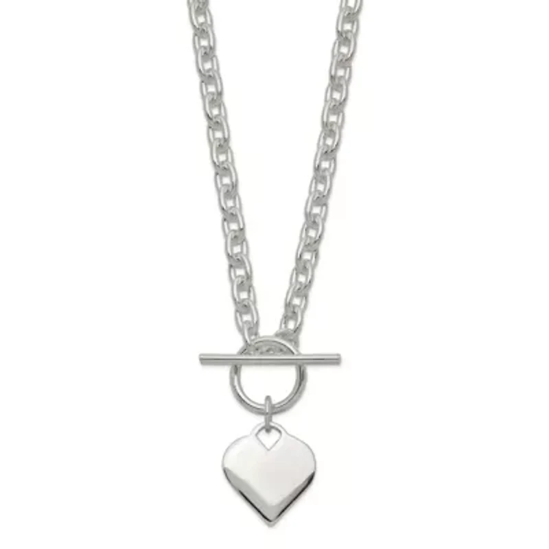 Sterling Silver Heart Toggle Necklace