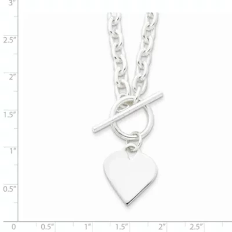 Sterling Silver Heart Toggle Necklace