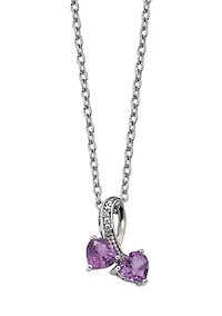 1.4 ct. t.w. Amethyst and 1/10 ct. t.w. Diamond Heart 18-Inch Necklace in Sterling Silver and 14K Gold Accent