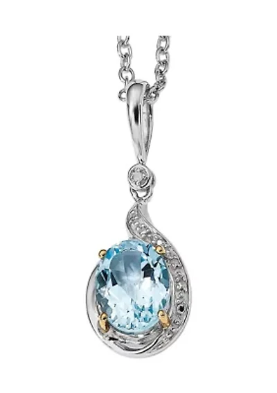 3.15 ct. t.w. Sky Blue Topaz and 1/10 ct. t.w. Diamond Necklace in Sterling Silver and 14K Gold True Two-Tone