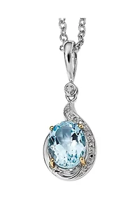 3.15 ct. t.w. Sky Blue Topaz and 1/10 ct. t.w. Diamond Necklace in Sterling Silver and 14K Gold True Two-Tone