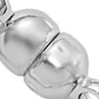 Sterling Silver Rhodium-plated 4mm Beaded Dangling Heart Bracelet