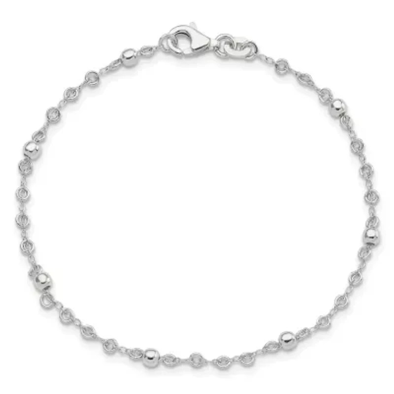 Sterling Silver Polished Fancy Bead Bracelet