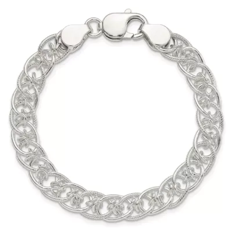 Sterling Silver Polished and Textured Fancy Bracelet