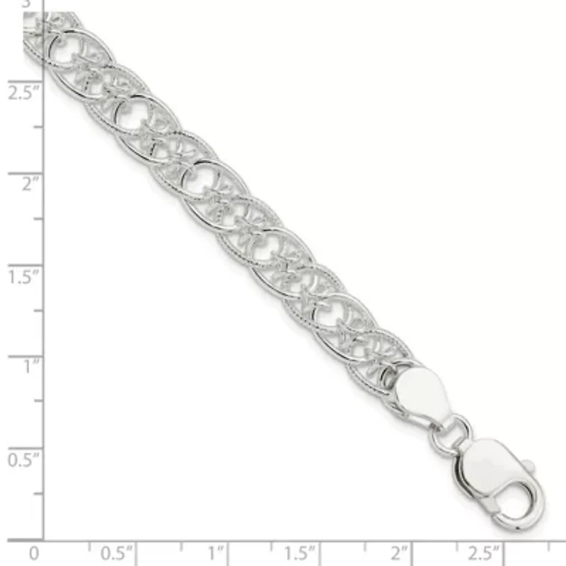 Sterling Silver Polished and Textured Fancy Bracelet