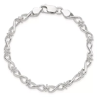 Sterling Silver Polished Fancy Link Bracelet