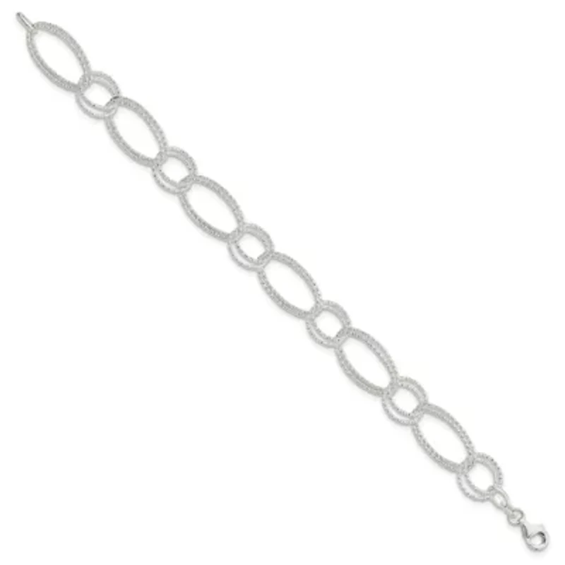 Sterling Silver Textured Double Link Bracelet