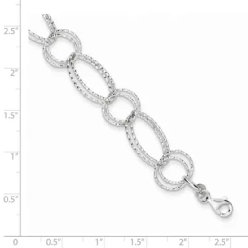 Sterling Silver Textured Double Link Bracelet