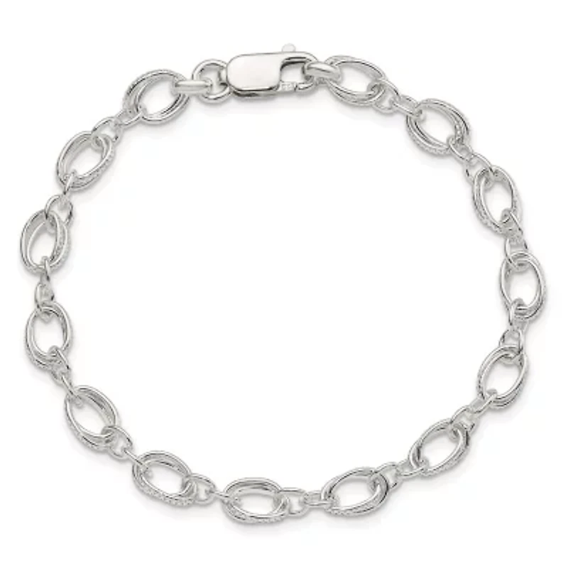 Sterling Silver Polished and Textured 5.5mm Fancy Bracelet