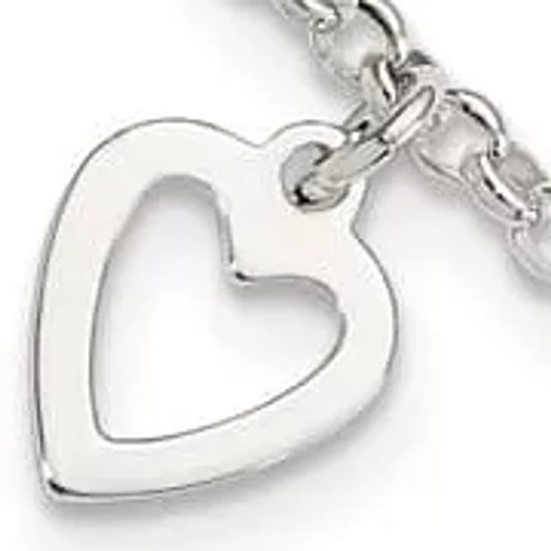 Sterling Silver Polished Heart Bracelet