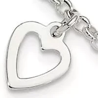 Sterling Silver Polished Heart Bracelet