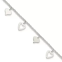 Sterling Silver Polished Heart Bracelet