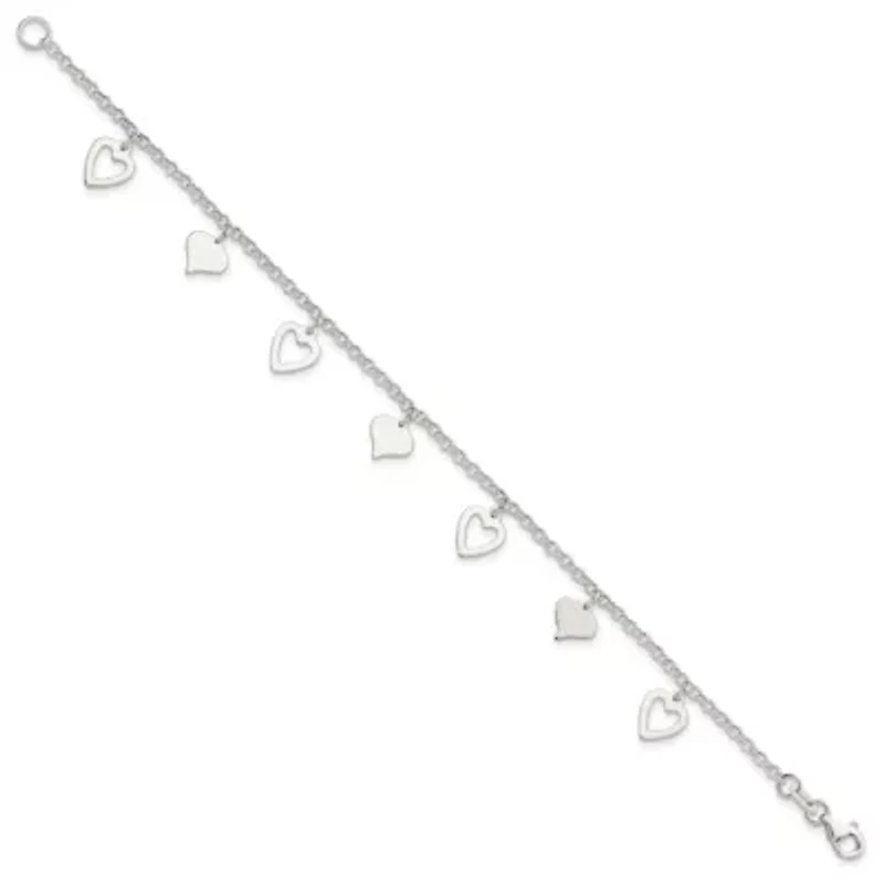 Sterling Silver Polished Heart Bracelet