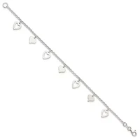 Sterling Silver Polished Heart Bracelet