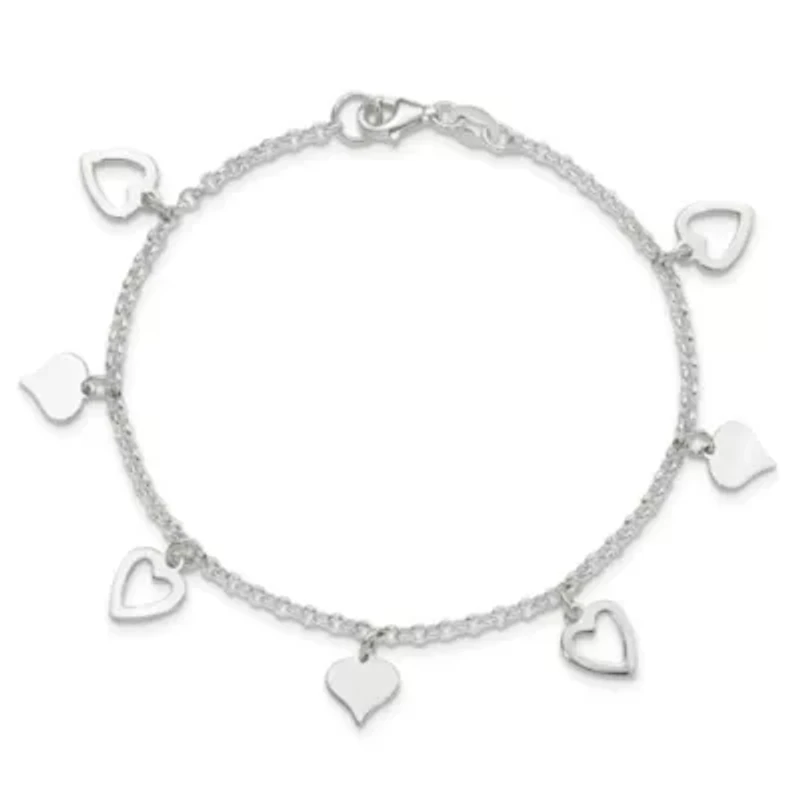 Sterling Silver Polished Heart Bracelet