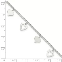 Sterling Silver Polished Heart Bracelet