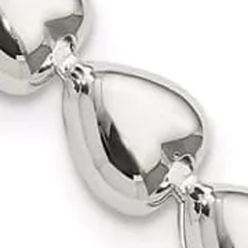 Sterling Silver Polished Heart Bracelet