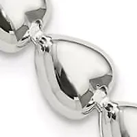 Sterling Silver Polished Heart Bracelet