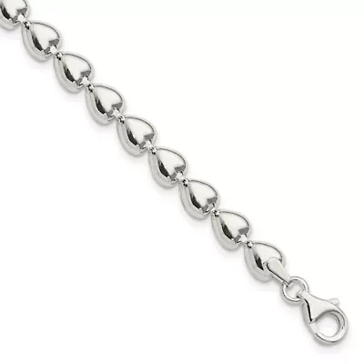 Sterling Silver Polished Heart Bracelet
