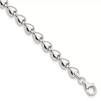 Sterling Silver Polished Heart Bracelet