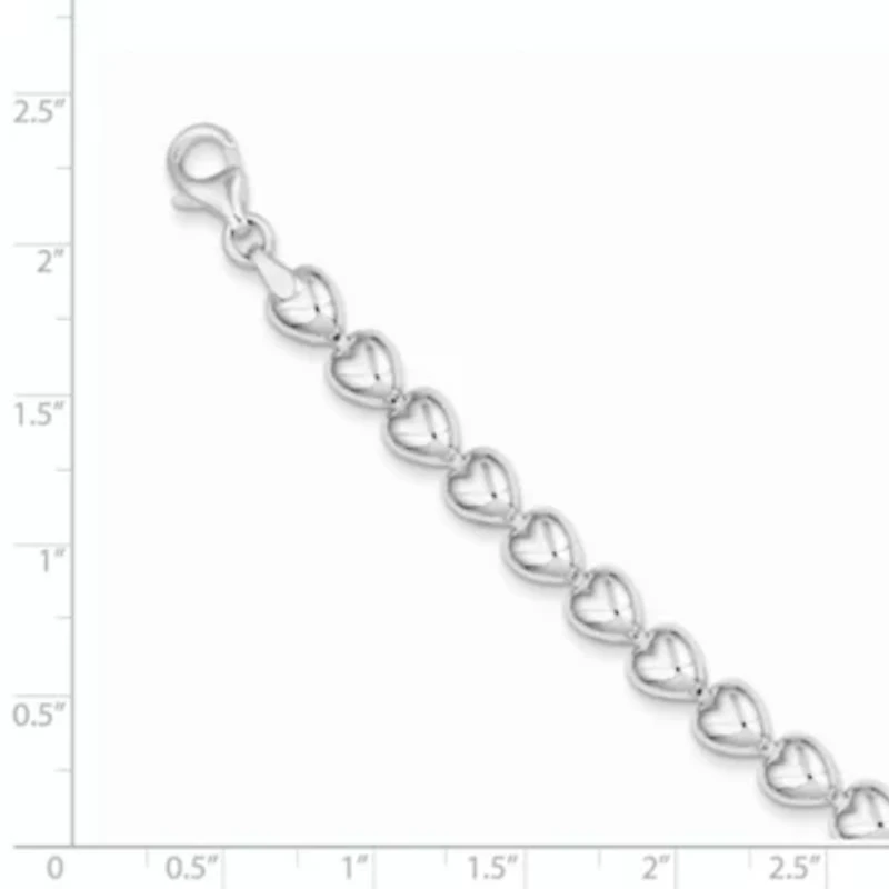 Sterling Silver Polished Heart Bracelet