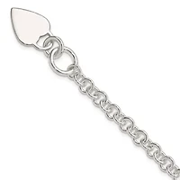 Sterling Silver Polished Heart Bracelet
