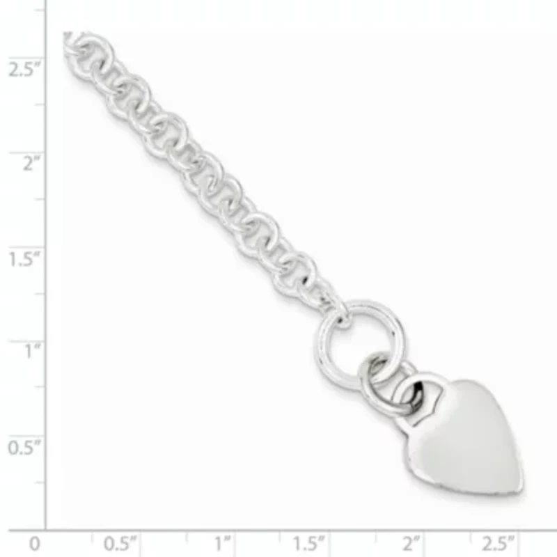 Sterling Silver Polished Heart Bracelet