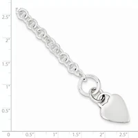 Sterling Silver Polished Heart Bracelet