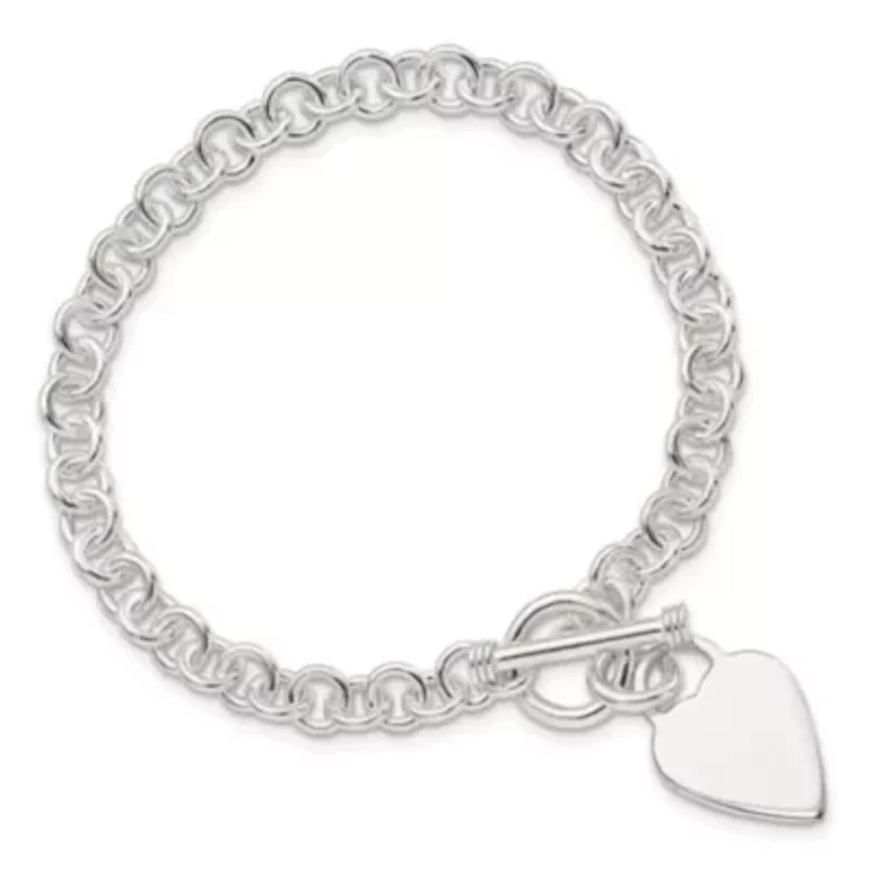 Sterling Silver Polished Heart Bracelet