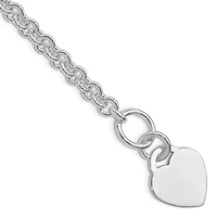 Sterling Silver Rhodium-plated Polished Heart Bracelet