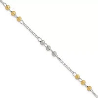 Sterling Silver Gold-tone Textured Beaded Bracelet