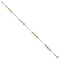 Sterling Silver Gold-tone Textured Beaded Bracelet