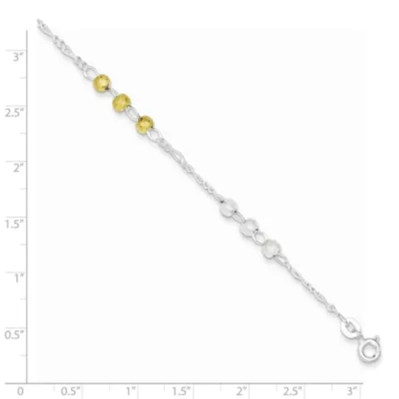 Sterling Silver Gold-tone Textured Beaded Bracelet