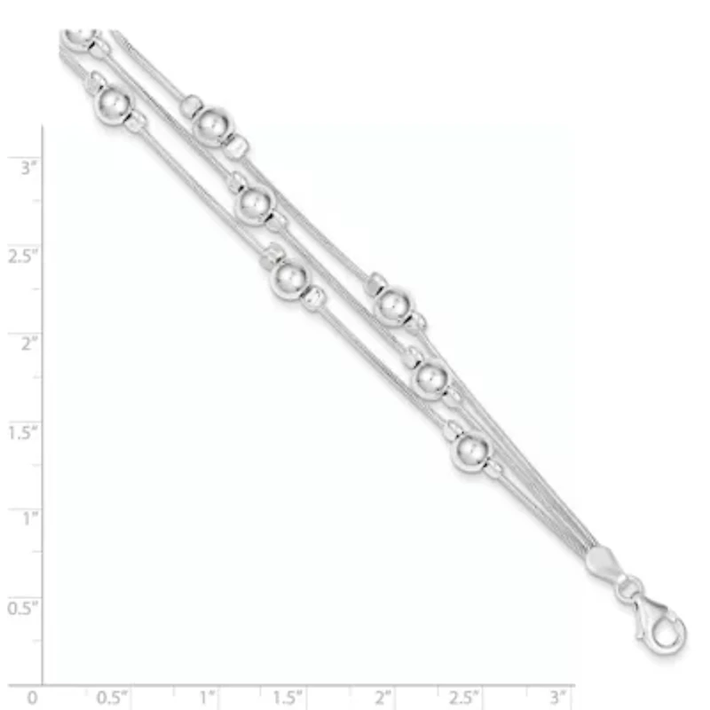 Sterling Silver Polished Bead Snake Chain Bracelet