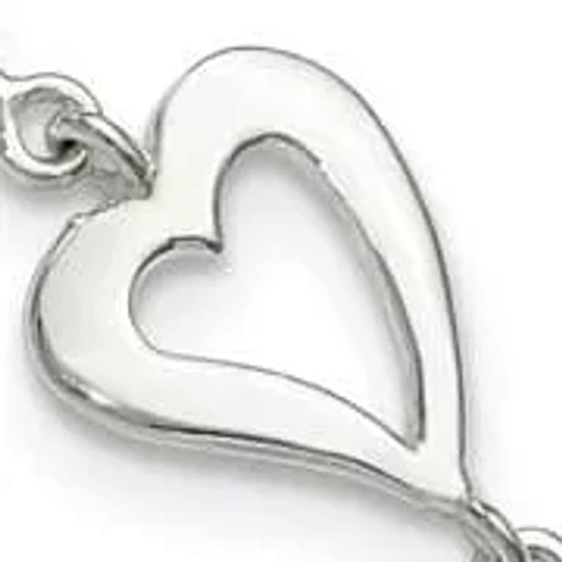 Sterling Silver Polished Heart Bracelet