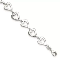Sterling Silver Polished Heart Bracelet